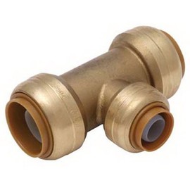 SharkBite 3/4 Inch x 3/4 Inch x 1/2 Inch Reducing Tee, Push To Connect Brass Plumbing Fitting, PEX Pipe, Copper, CPVC, PE-RT, HDPE, U412LFA