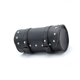 FUKWUNTO Mini Motorcycle Saddlebag 8.26 inch Fork Bag PU Leather Handlebar Tool Bag for Motorcycle Electric Bike Bicycle (Style C- Black)