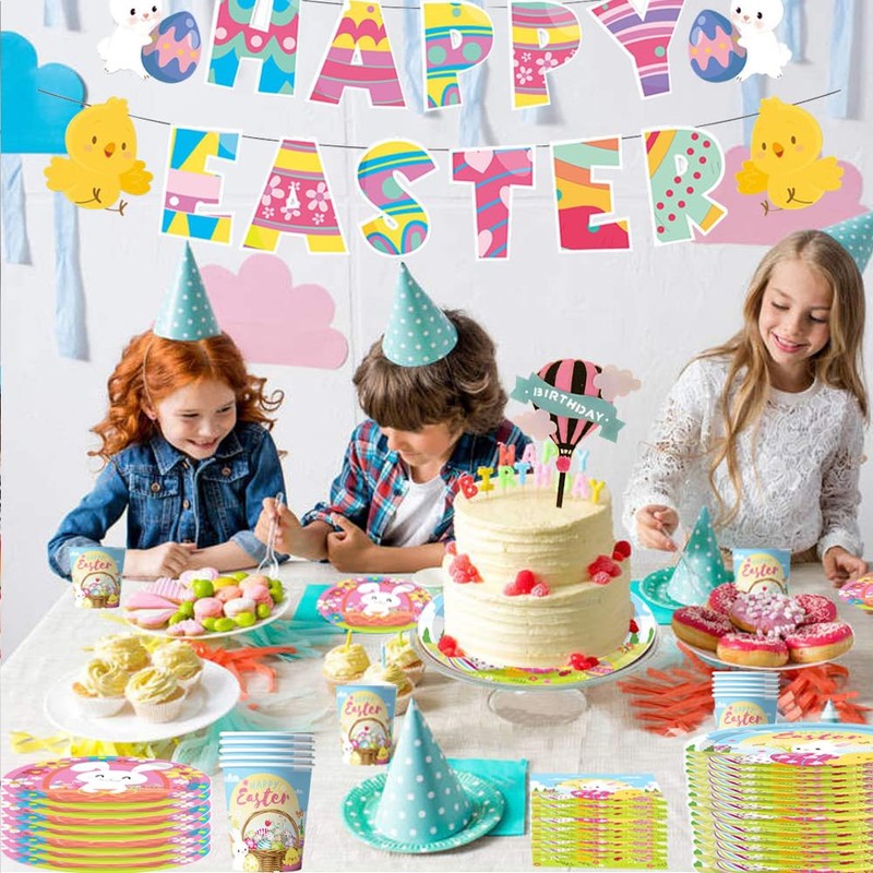 51PCS Easter Tableware Set Theme Decoration,Easter Party Tableware Set, Easter