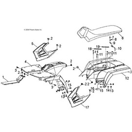 Polaris ATV Side Panel, Right, Gloss Black, Genuine OEM Part 0453343-070, Qty 1