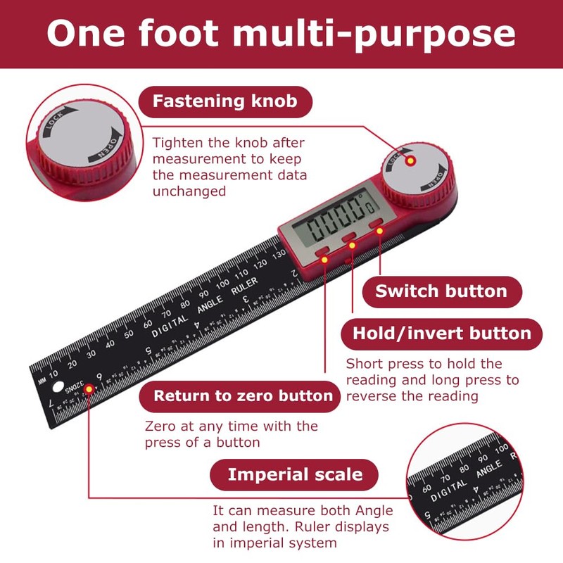 Angle Finder,Digital Angle Finder Tool,8''/200mm Digital Angle Finder Ruler with