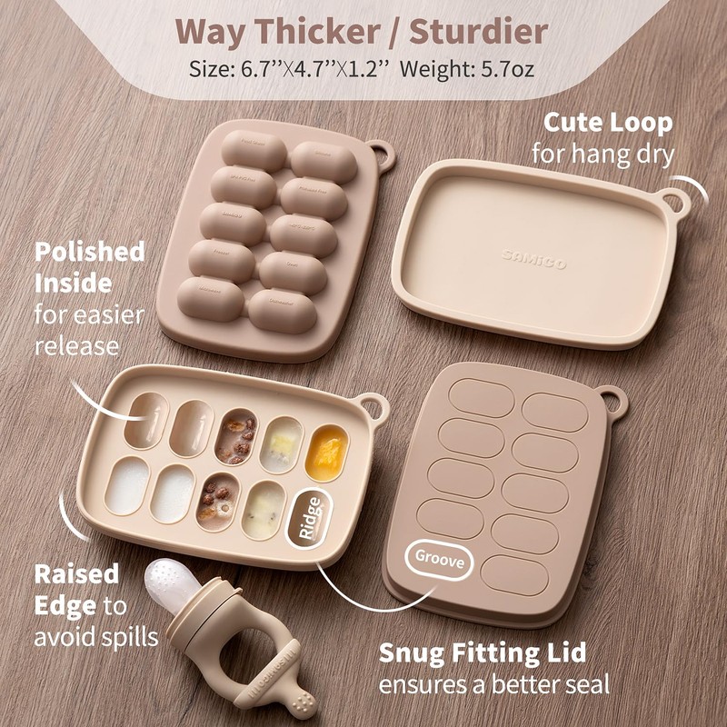 SAMiGO Baby Food Fruit Feeder and Breastmilk Popsicle Mold Set,