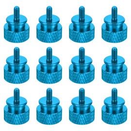 sourcing map 12pcs M3x6mm Knurled Thumb Screw Computer Case Threaded Hand Tighten Screws Aluminum Alloy for PC Case, Sky Blue