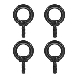 PATIKIL Lifting Eye Bolts M4 X11mm / 3/16" x 7/16", 4 Pcs 304 Stainless Steel Shoulder Ring Threaded Screw Machinery Shoulder Eyebolt for Lifting Hanging, Black