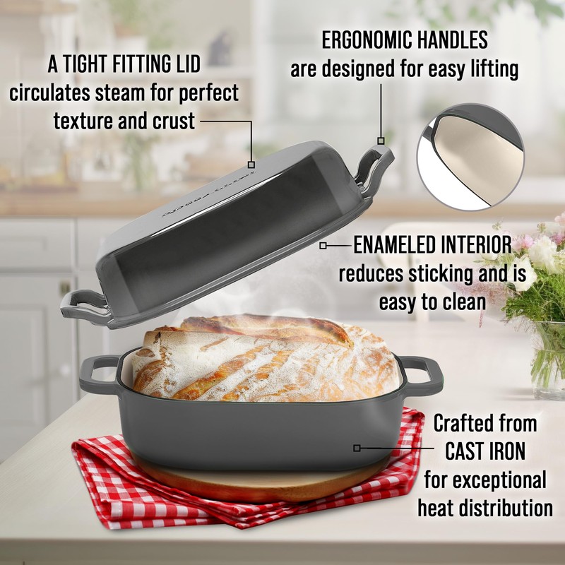 ROSSALLINI Signature Enameled Cast Iron Sourdough Bread Oven | Non-Stick