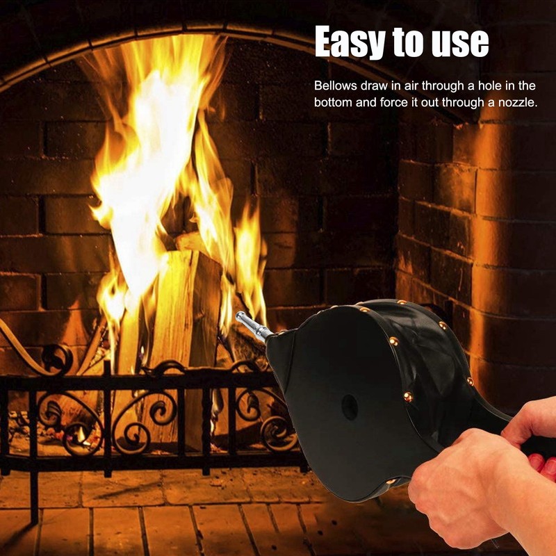 Fireplace Bellows Manual Wood Air Blower for Outdoor Camping BBQ