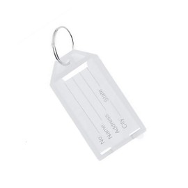 Plastic Key Tags Key Fob Tag Plastic Luggage Name ID Label with Split Ring Label Window Paper Label Inserts for Keys, Baggage, Luggage, Personal Items (White, 10PCS)