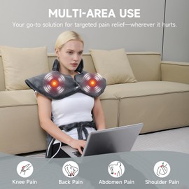 TiMiCalda Heating pad for Neck - Wearable Electric Heating Pads for Back, Shoulder and Waist, Large Heat Pad with 4 Massage Modes & 2 Heat Levels, 24"x35", 4 Motor, Gray