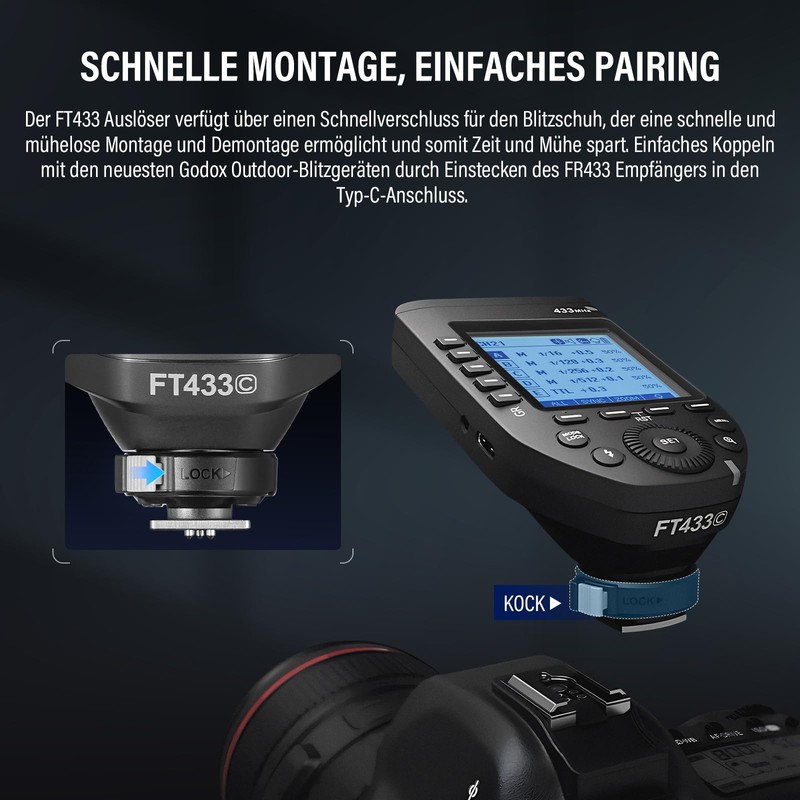 Godox FT433-N TTL Wireless Flash Trigger for Nikon Cameras, 433MHz