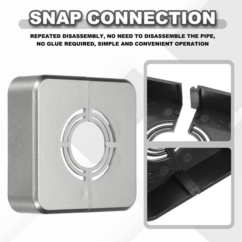 HARFINGTON 2pcs Wall Split Flange 0.79" (20mm) Plastic Square Adjustable