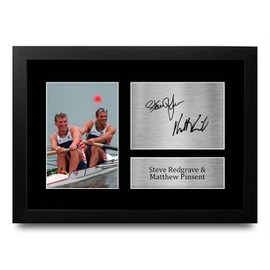 HWC Trading FR A4 Steve Redgrave & Matthew Pinsent Gifts Printed Signed Autograph Picture for Athletics Sport Memorabilia Fans - A4 Framed