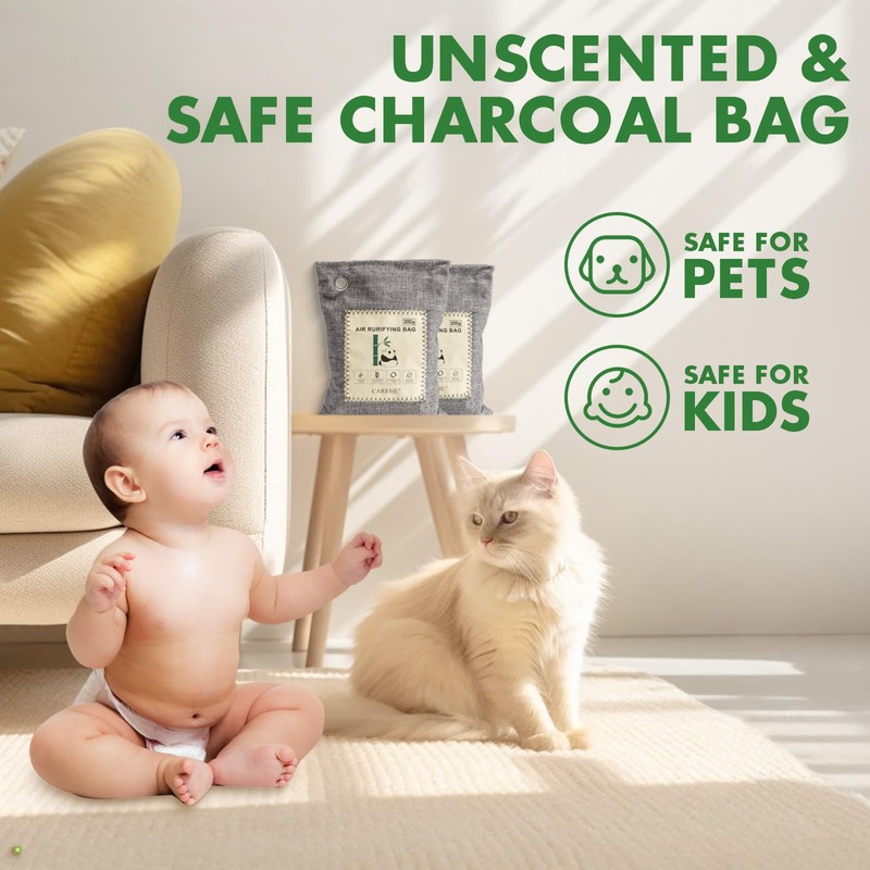Activated Charcoal Odor Eliminator for Strong Odors, Bamboo Charcoal Bags,