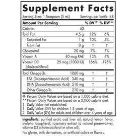 Nordic Naturals Arctic-D Cod Liver Oil Lemon 237ml Fish Oils