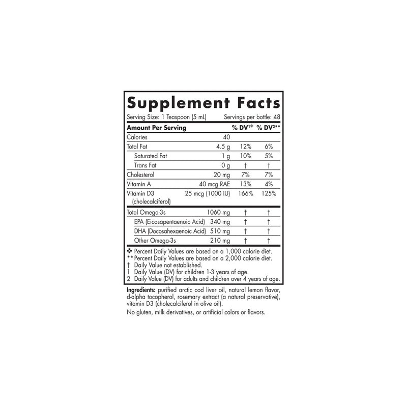 Nordic Naturals Arctic-D Cod Liver Oil Lemon 237ml Fish Oils