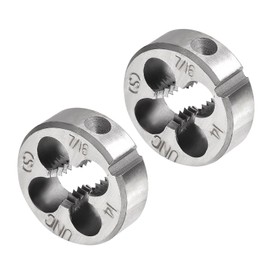 CoCud Round Thread Repair Die, 7/16-14 UNC Die 30mm OD, Alloy Tool Steel Right Hand Cylindrical Pipe Threading Tool with 4 Chip Holes - (Applications: for Threading Repairing), 2pieces