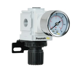 PneumaticPlus PPR2-N02BG-4 Miniature Air Pressure Regulator 1/4" NPT - Gauge, Bracket, Low Pressure (3-60 PSI)