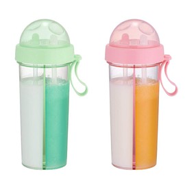 600 ml Water Cup with Straw and Lid, Water Bottle with Storage Compartment, Water Bottle with 2 Straws for Running, Climbing, Gym, Cycling, Hiking, Mountaineering, Double-Sided Water Bottle