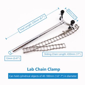 Lab Chain Clamp with Adjustable Bosshead Clamp - Cylinder Holding Clip for Beakers Flasks Condensers Fixture, 40-180mm (1.6"-7") Holding Size, Set of 1