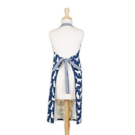DII Everyday Pets Kitchen Collection Chef Apron, Large Pockets & Adjustable, 35x28, Navy Cat Print