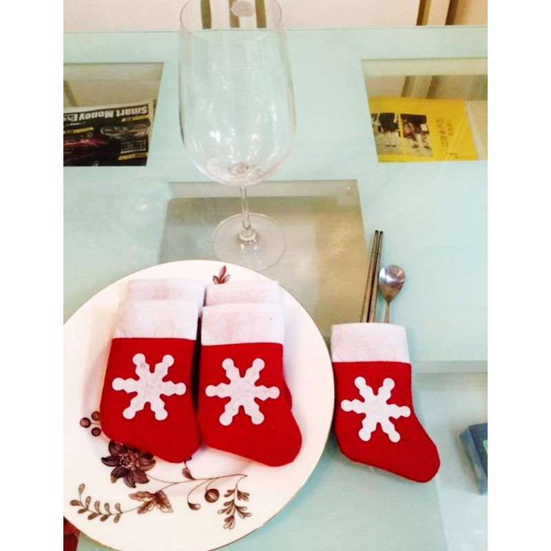 WedDecor Pack of 12 Christmas Table Decorations Snowflake Design Stockings