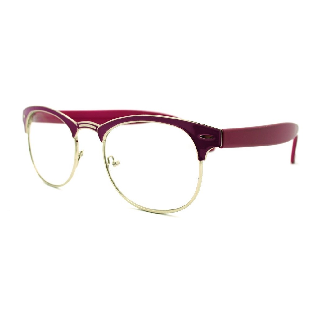 Purple Colorful Malcom X Half Rim Horned Optical Fashion Eye Glasses
