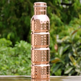 HealthGoodsIn - Pure Copper Hammered Seamless Water Bottle | Joint-Free and Leak-Proof Bottle for Ayurvedic Health Benefits