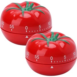 2 Pcs Cute Pomodoro Timer, Kitchen Timer, Count Down Alarm Cooking Tomato Reminders, Mechanical Pomodoro Counter, Manual Timer Suitable for Exams,Reading, Homework, Games, Cooking