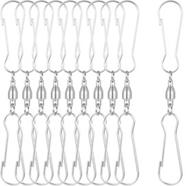 GEEHUA 10 Stück drehbare Doppelhaken Clips, Windspinner Aufhänger, Spiralschwänze, Twister, Windsocken für Spinner, Windsocken, Drachen, Blumentöpfe, Vogelhäuschen, Flaggen, Partyzubehör