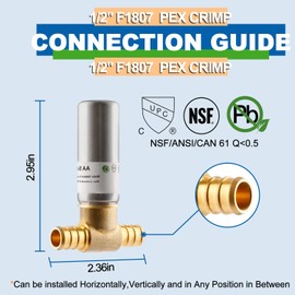 AquaNeurk Stainless Steel Water Hammer Arrestor, 1/2 Inch Pex Crimp Tee Hammer Arrestor For Potable Water Plumbing Application, F1807 Tee Connection