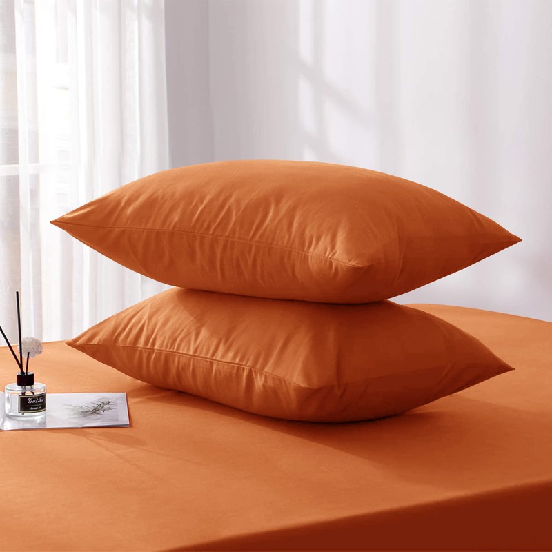 Hafaa Pillowcases 2 Pack Brushed Microfiber Rust Pillow Cases with