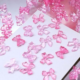50Pcs Bow Nail Charms 3D Bow-Knot Nail Decals Nail Charms Pink Bowknot Resin for Nails Mixed Cute Bowknots Charms Spring Nail Charm for Women Nail Art Supplies Manicure Decorations