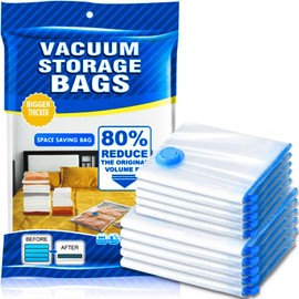 SZO 10 Pack Vacuum Storage Bags (5 Large/5 Medium),Durable & Reusable Storage Bags,Vacuum Seal Bags For Clothing Travel, Space Saver Bags For Luggage, Blankets,Bedding,Moving Bags（No Pump Include）