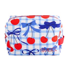 SMUG Wash Bag | Waterproof Travel Toiletry Bags for Travelling, Gym, Shower, Shaving, Toiletries, Cosmetics & Makeup Bag | Large Washbag for Men & Women | Spacious & Easy to Clean | Blue Cherries