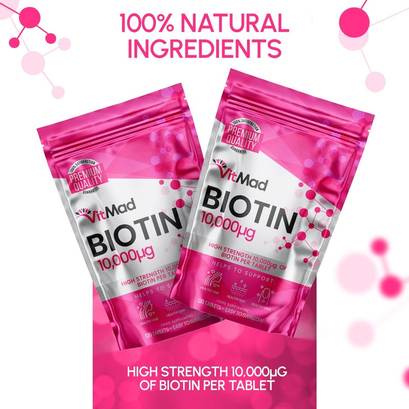 Biotin 10,000mcg High Strength Vitamins for Your Hair, Skin, Nails