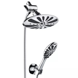 BRIGHT SHOWERS NEW Overhead Rain Showerhead and Handheld Shower Head Set-Chrome PSS2118-01