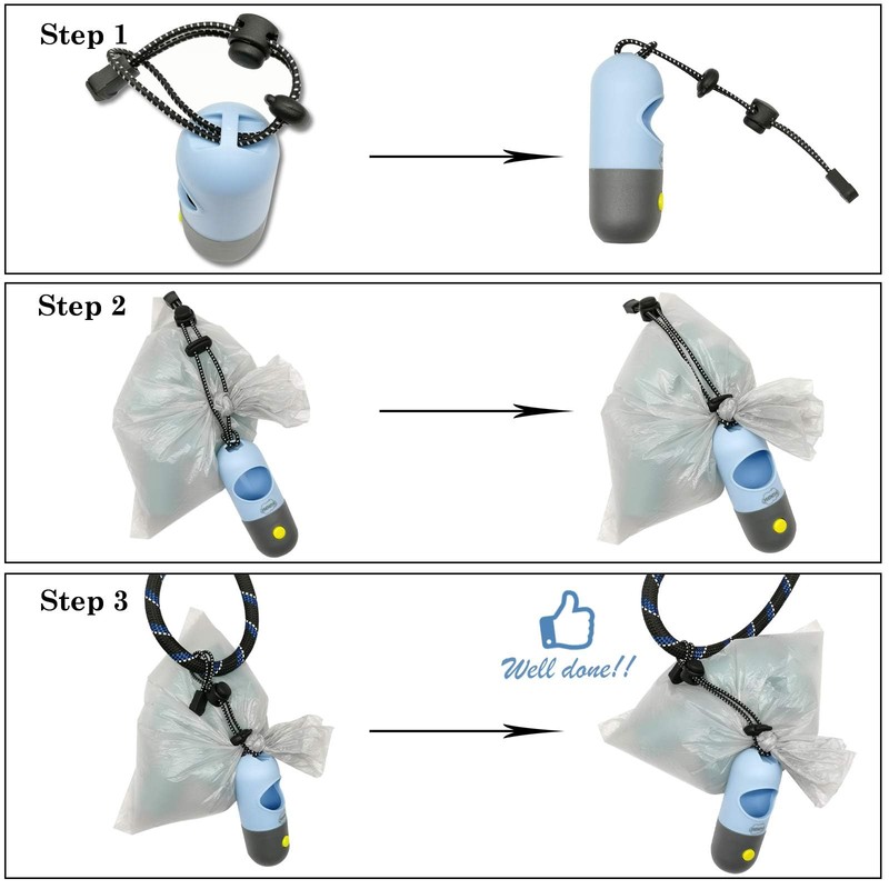 YUCHIYA Dog Poop Bags Holder with LED Flashlight, Sky Blue,