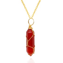 ZZ ZINFANDEL Carnelian Crystal Necklace Natural Carnelian Gemstone Necklace for Women Orange Carnelian Necklace Jewelry (Style5)