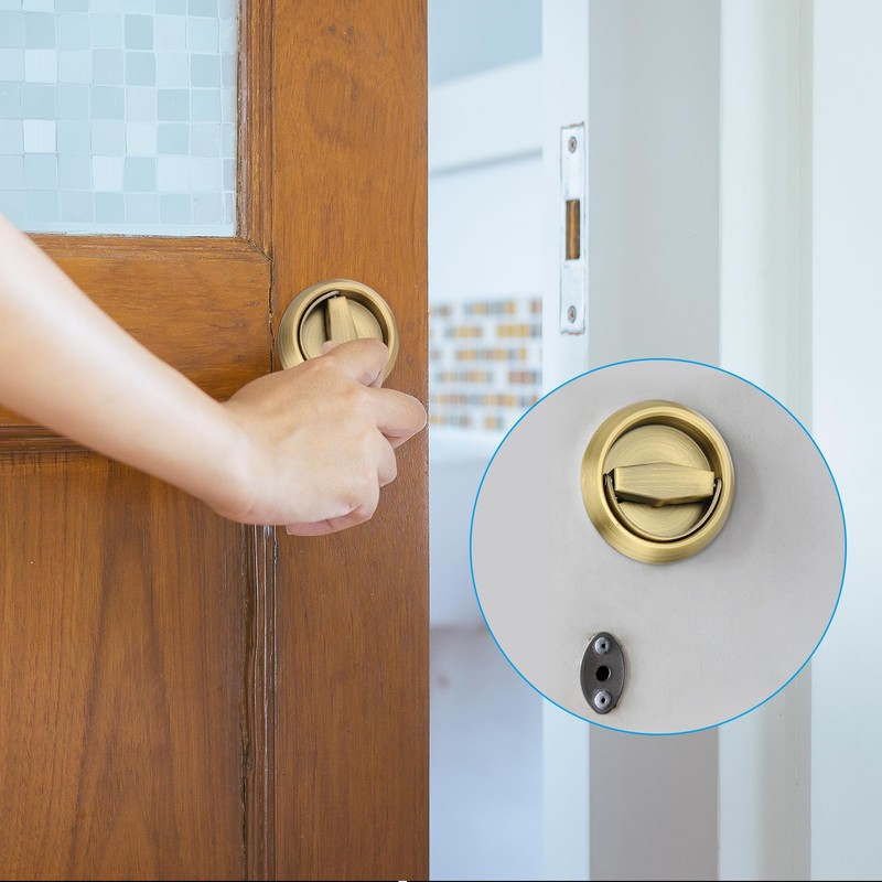 PATIKIL Recessed Door Handles, 2 Pcs Round Flush Pulls Stainless
