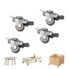 4Pcs Small Caster Wheels 1in Diameter Steel Rubber Rotating Locking