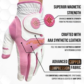 Copper Tech Adv 2.0 Golf Gloves Women Right Handed Golfer & Left Handed Golfer | Joint Support Copper Compression Womens Golf Glove | Tear Resistant Durability and Tacky Grip for Max Control