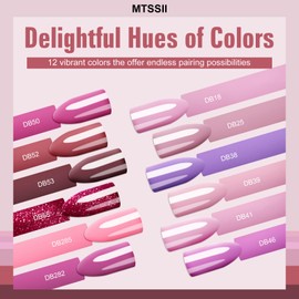 MTSSII Gel Nail Polish Set, 12PCS Pink Rose Red Gel Nail Polish Kit, Soak Off UV/LED Nail Polish Nail Art Design Salon Home Gifts for Women