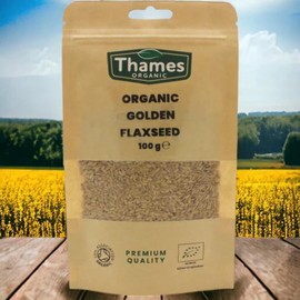 Organic Golden Flaxseed, Linseed -100g High Fiber, High in Protein, Omega-3s, non-GMO, 100% Natural, Vegan, No Additives or Preservatives, Raw, Superfood – Thames Organic
