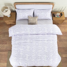 Utopia Bedding Double Paisley Lavender Print Duvet Cover Set - Soft Microfibre Polyester - Bedding Quilt Cover Set