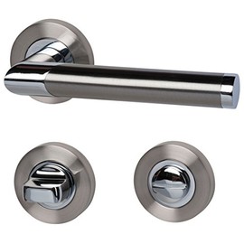 ALPERTEC Lisbon - R Stainless Steel Coloured Satined WC Doors with Locking Bolts Chrome Door Handle Set Door Fittings Door Handle, 88022020