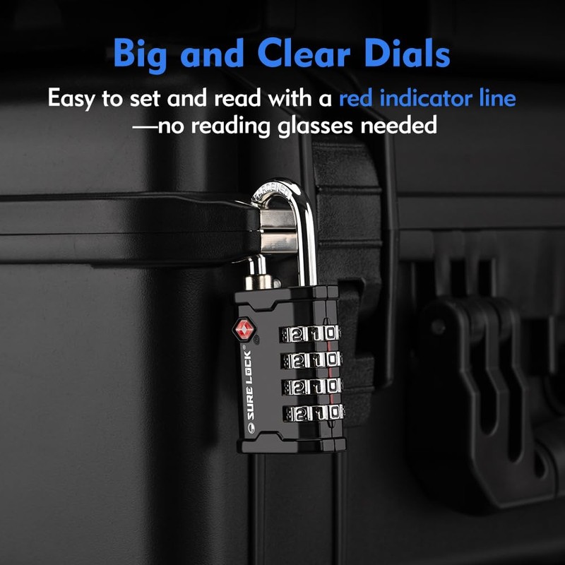 SURE LOCK TSA Accepted Heavy Duty Big Combination Luggage Padlock