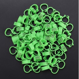 100Pcs 8mm Bird Leg Rings, 001-100 Numbered Bird Identification Leg Bands Poultry Leg Bands for Bantam Finch Dove Pigeons Lovebird Coturnix Quail(Green)