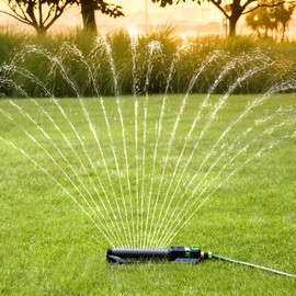 [2 Pack] RESTMO Heavy Duty Oscillating Sprinkler with Metal Base – Adjustable Flow Control Lawn Watering System, Covers Up to 3,600 Sq. Ft. for Garden, Yard