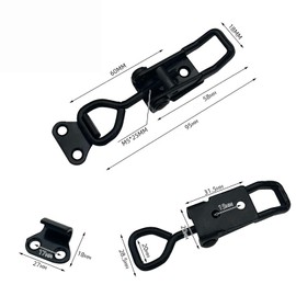 Anhoer Tension Latch 100 kg Galvanised Tension Lock Metal Box Lock Toggle Lock Lever Lock Adjustable Metal Lever for Boxes Cupboards Cabinets (4, Black - 2 Holes)