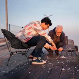 CAMEL CROWN Folding Camping Chair, Lightweight Portable Compact Lawn Chair with Side Pocket for Outdoor Travel Beach Picnic Hiking Backpacking Black