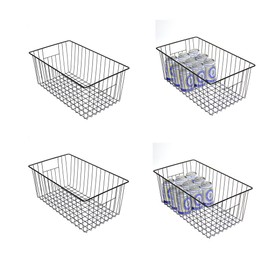 16inch Upright Freezer Organizer Baskets for 13-14,16-21 cu.ft Standup Freezer, Settle freezer chaos and reduce food waste effectively, Durable, Fully Use Space, Improve Air Circulate, Black, Pack 4